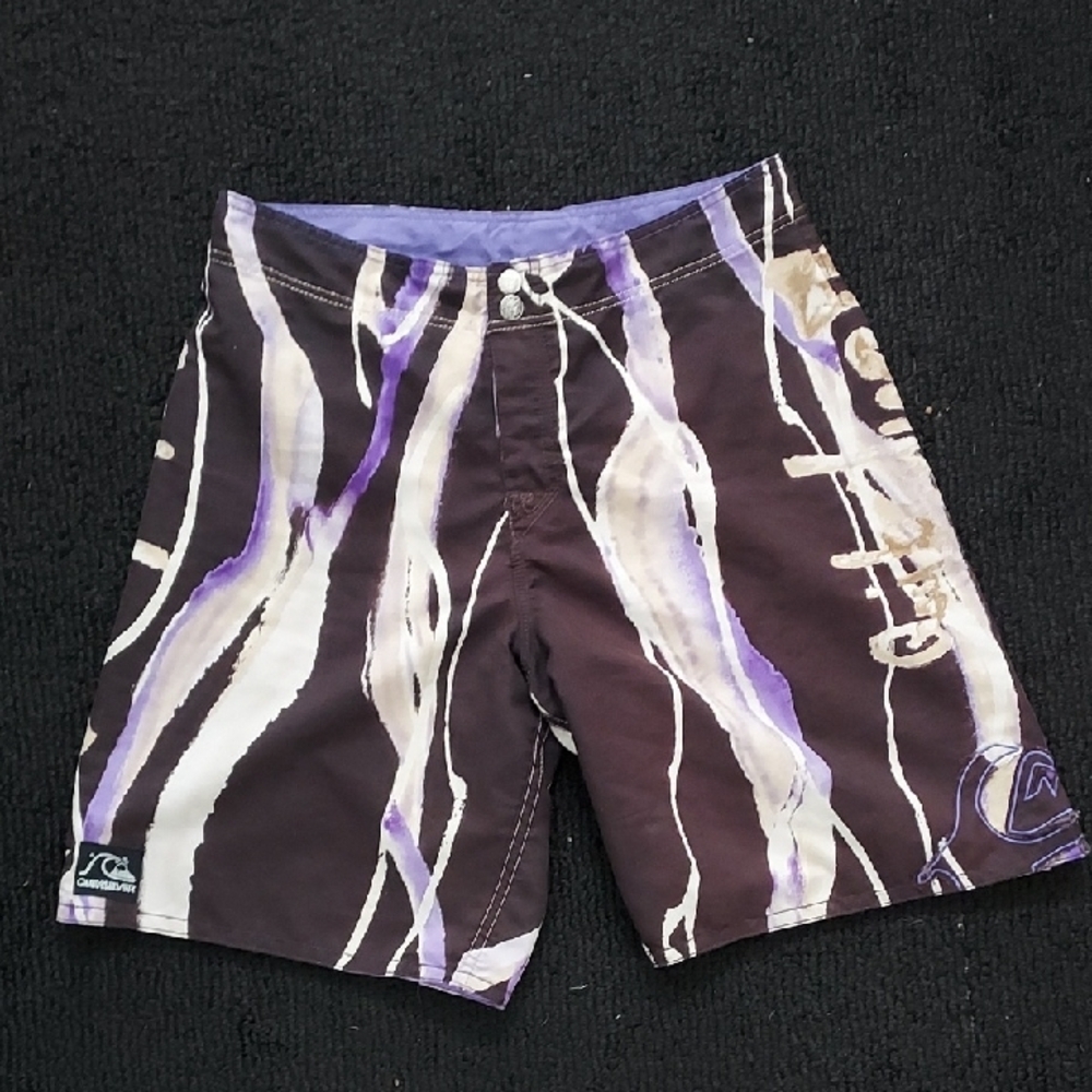 Quiksilver Men's Purple and Black Swim Shorts